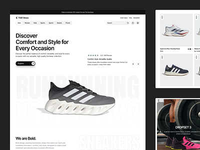 TSSF Shoes - Shoes Landing Page buy design e commerce ecommerce footwear landing landing page marketplace product shoe store shoes shop shopify sneakers sport store ui ux web design website