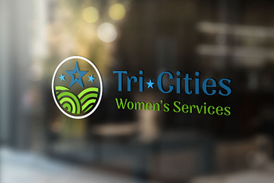 Tri-Cities Women's Services baby brand branding care clean design graphic design hills logo medical minimal pregnancy prolife stars storks trinities vector women