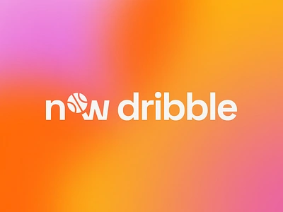 Now Dribble logo revamp basketball gradient logo orange pink sports type yellow