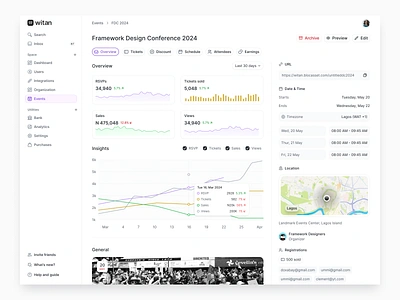 Overview - event management dahboard dashboard design event logo management menu ui