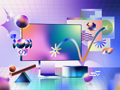 Website design abstract aesthetic art branding cinema 4d code colors design desktop gradients graphic design illustration laptop mac motion graphics purple ui uiux website