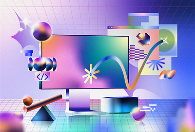 Website design abstract aesthetic art branding cinema 4d code colors design desktop gradients graphic design illustration laptop mac motion graphics purple ui uiux website