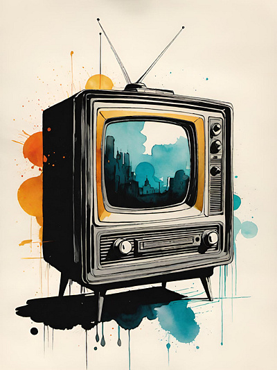 What show are you watching? illustration old school pop art retro television tv vintage watercolor