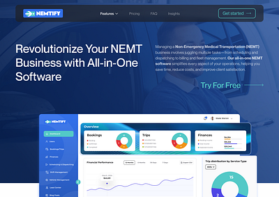 NEMT (Non Emergency Medical Transport) SAAS Landing Page ui