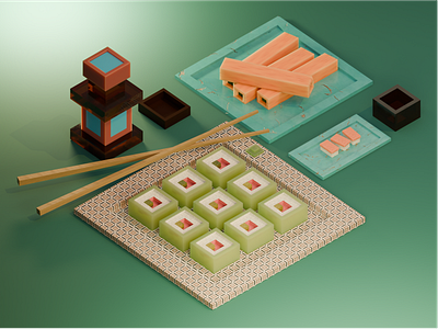 sushi 3d 3d food 3d modeling 3d sculpt 3d sushi blender blender 3d blender 3d materials low poly