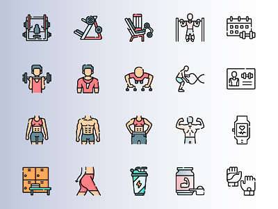 Gym Icon Set element fit gym icon illustration sport ui