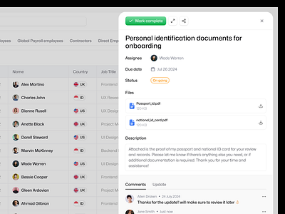 Onboarding Documents Modal- HR Management app cansaas dashboard design hr hr dashboard hr management interface modal product design saas saas product ui ux web web app