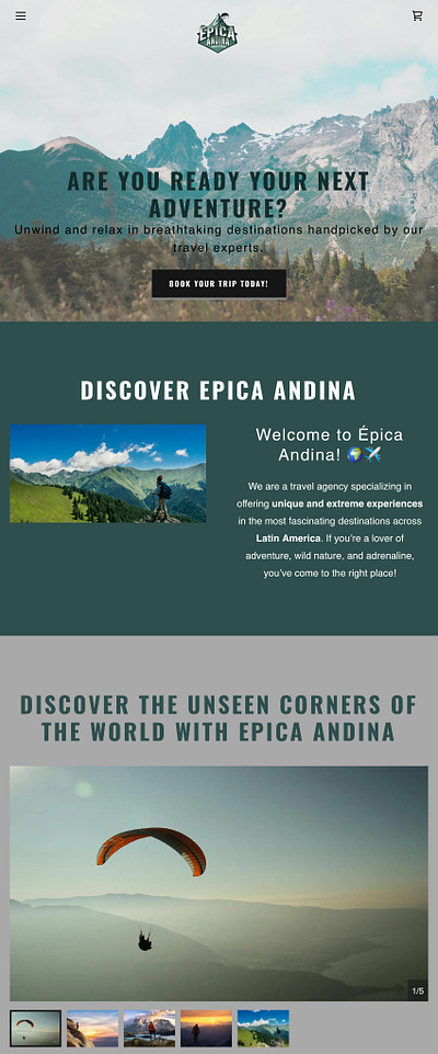 Épica Andina Landing page branding graphic design logo web design