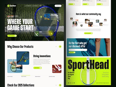 SportHead - Sport E-commerce Landing Page Website bold clean e commerce ecommerce landing page marketplace shop sport tennis ui ui design uiux web web design website website design