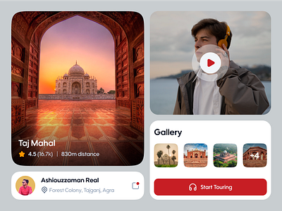 Touring AI Travel App Components ai app card components design destination landing page mobile tour tourist travel travel planning traveller ui website