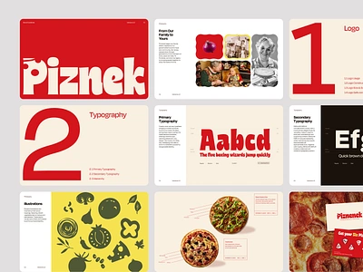 Piznek - Brand Guidelines Pizza brand brand guidelines branding business card color emura emurastudio font food graphic design logo logo branding logo design logo identity loyalty card pattern pizza restaurant typography vegetables