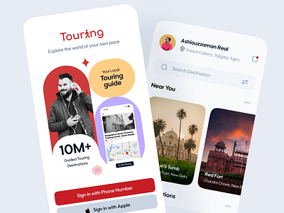 Touring AI mobile app UI/UX design ai app artificial intelligence mobile tour tourist travel ui