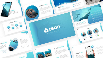 Ocean Presentation blue branding design elegant fish graphic design ocean powerpoint presentation sea template