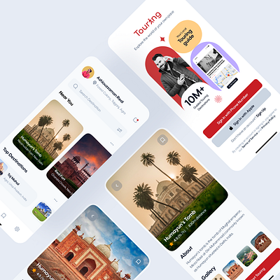 Touring AI mobile app design ai app app design design mobile travel ui ui ux ui design ux
