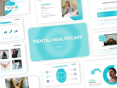 MentalMend Presentation blue branding design doctor elegant graphic design health mental powerpoint presentation psikolog template