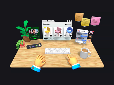 Desk of the Future 3d animation ui