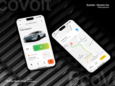 Electric Car - Ev Dashboard App app cars charging station clean control management design driving electric car electric vehicle iot map navigation modern remote rental car smart car technology tesla ui ux web