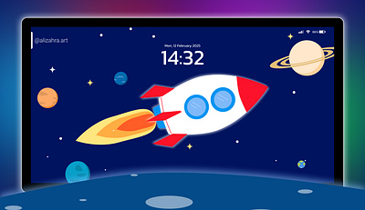 Rockets - Space Project background canva design device element graphic design illustration indonesia ipad kids planet rocket saturn sky space ui vector wallpaper