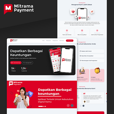 MitramaPay - Digital Payment Platform clean design digital payment landing page modern ui product design red ui uiux design