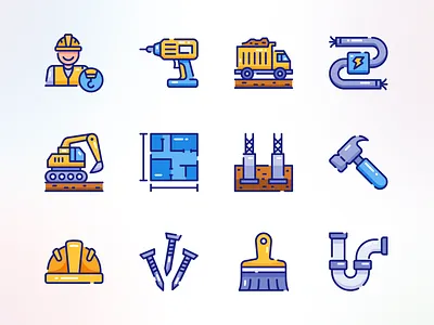 Building Construction Icon Pack branding custom icon digital assets graphic design icon icon design icon set illustration logo