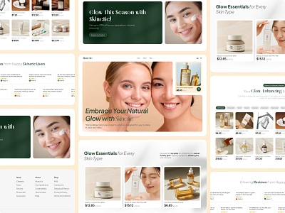 Skinetic : Skincare E-Commerce Website beauty cosmetic e commerece e shop face hero section landing page minimal natural personal care product page product website shopify template skin skincare ui ux web web design website