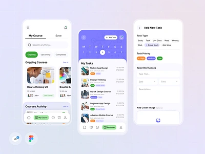 E-Learning App Design app best design clean design courses design education app eliarning app larning app live class mentor mobile app online courses reminder app student task ui ui design ui kit uiuxdesign