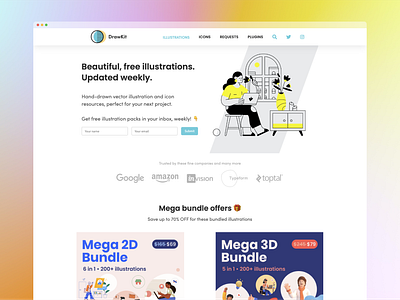 DrawKit homepage product design ui ux