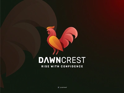 DAWN CREST Creative Rooster Logo Design animal bird brand design branding brandmark chicken colorful gradient graphic design identity design illustration logo logo designer logo mark mark rooster rooster logo visual identity