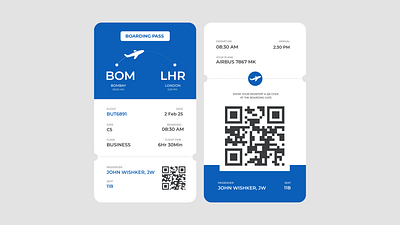 Flight Ticket & Boarding Pass UI Design Concept adobe xd ui design boarding pass boarding pass design boarding qr code clean figma flight high quality minimal modern ticket design plane ticket premium ticket design qr code ticket ticket design ticket receipt ticket ui concept ui ui concept ui design