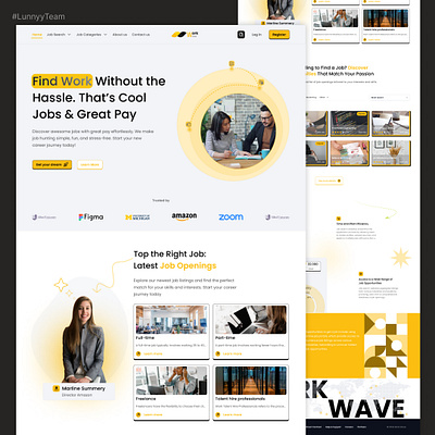 Job Hunting Website - Work Wave job hunt job hunting website landing page ui design uiux design web page website page