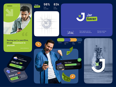 Jar Saver - Finance app bento branding coin expenses finance app glow goal growth illustration jar jar saver logo logotype money money illustration money saver nurdiansyah saving saving app savings