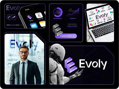 Evoly - Logo Design 3d e logo 3d logo agency logo brand identity branding e e logo grow logo growth isometric logo logo design marketing modern logo tech logo ui