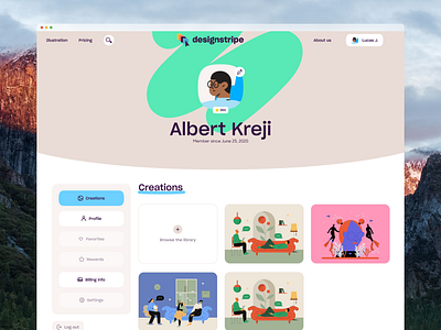 Profile page on designstripe product design ux