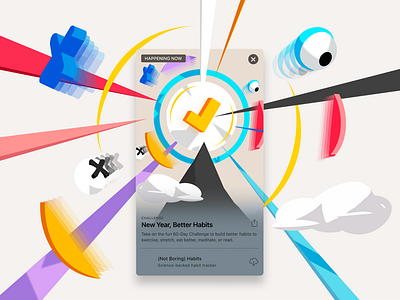 Replicating: Not Boring: Habits App Screen 3d graphic design ui