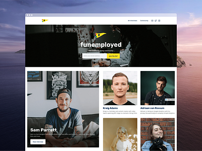 funemployed Homepage product design ux webflow