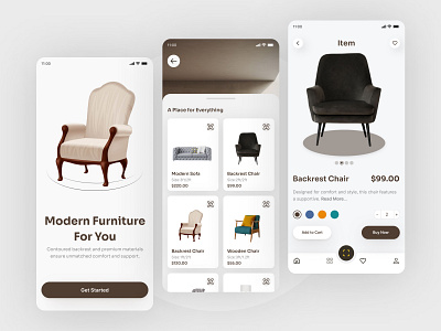 Furniture Booking App Design 3d aesthetic attractive booking chair color furniture typography ui uiux ux