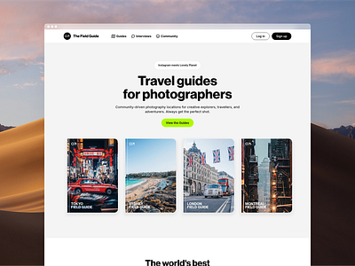 The Field Guide homepage product design ui ux