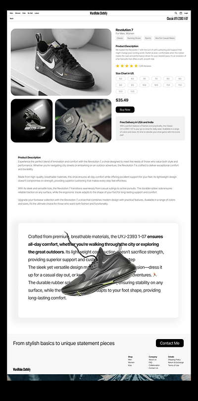 Sleek Product Details Page – Revolution Shoe E-Commerce UI branding design ecommerce landing page product design product page shop shopping ui ux website