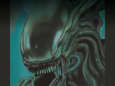 Alien - Xenomorph Poster design digital illustration horror movie poster process timelapse