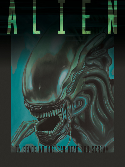 Alien - Xenomorph Poster design digital illustration horror movie poster process timelapse