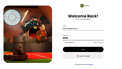 Toysus login page ui