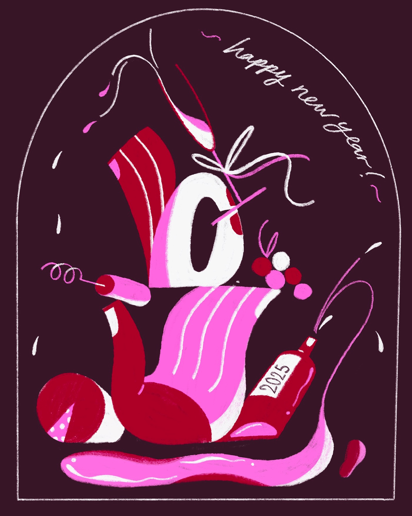 New Year Countdown 2025 2025 celebration color countdown flat geometric grapes illustration new year party shape wine