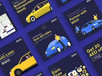 Creatives For Ride Hailing branding design graphic design illustration instagram posts landing page logo mobile app post social media ux vector web design