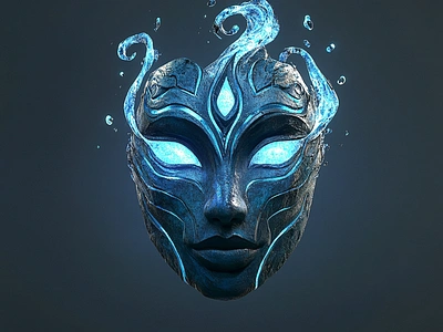 Mystical Aqua Mask 3d modelling blender cgi fantasy mystical r1n7t0xb surreal water theme