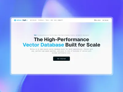Milvus Website Design: Homepage ai database landingpage web