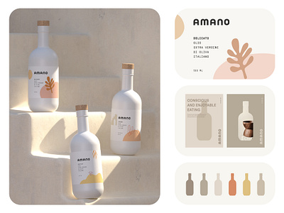 Amano Branding and Packaging Design - Olive Oil 3d brand identity branding colors food label logo minimal oil olive oil organic packaging