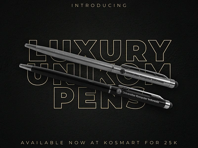 Luxury Unikom Pens announcement graphic design