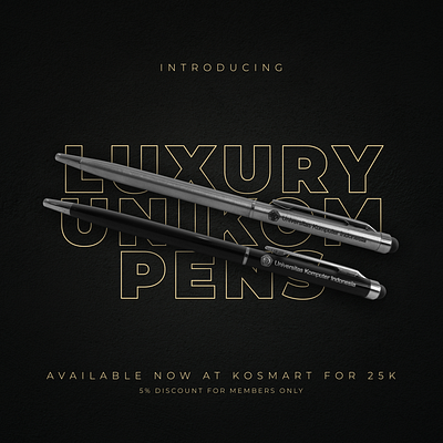 Luxury Unikom Pens announcement graphic design