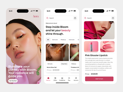 Beauty Cosmetic App banner branding dailyui dailyui001 design graphic design graphicdesign herosection illustration landing page logo mobile app typography ui ux vector visualdesign webdesign website websitedesign