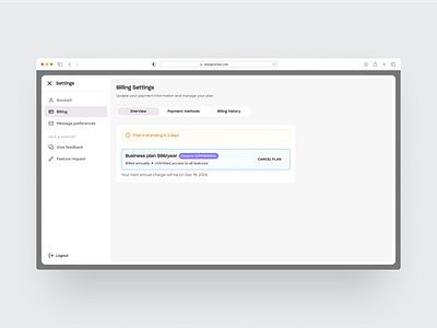 designstripe Billing Settings product design ui ux